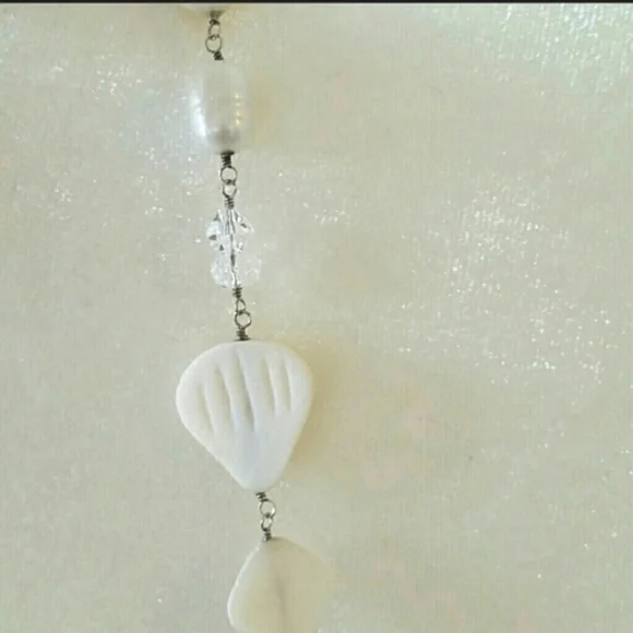 โจ๐ MOP Mother of Pearl Crystal Shell Long Necklace - Picture 4 of 5